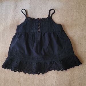 Gap Baby Girl Black Embroidered Flowy Tank Top Size 12-18